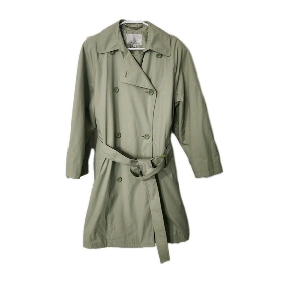 Vintage Jackets & Blazers - Vintage London Fog Maincoats Women's Green Trench Coat Jacket sz 8P